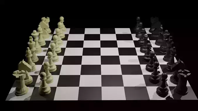 Chess board with pieces 3D model