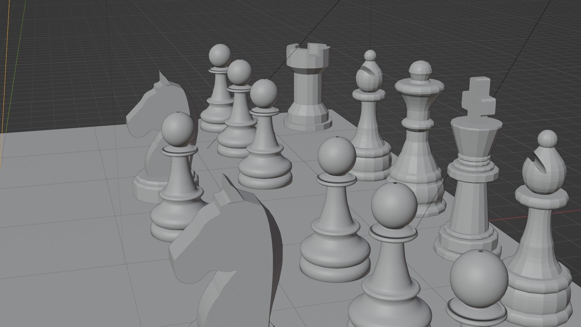 Chess board with pieces 3D model_4