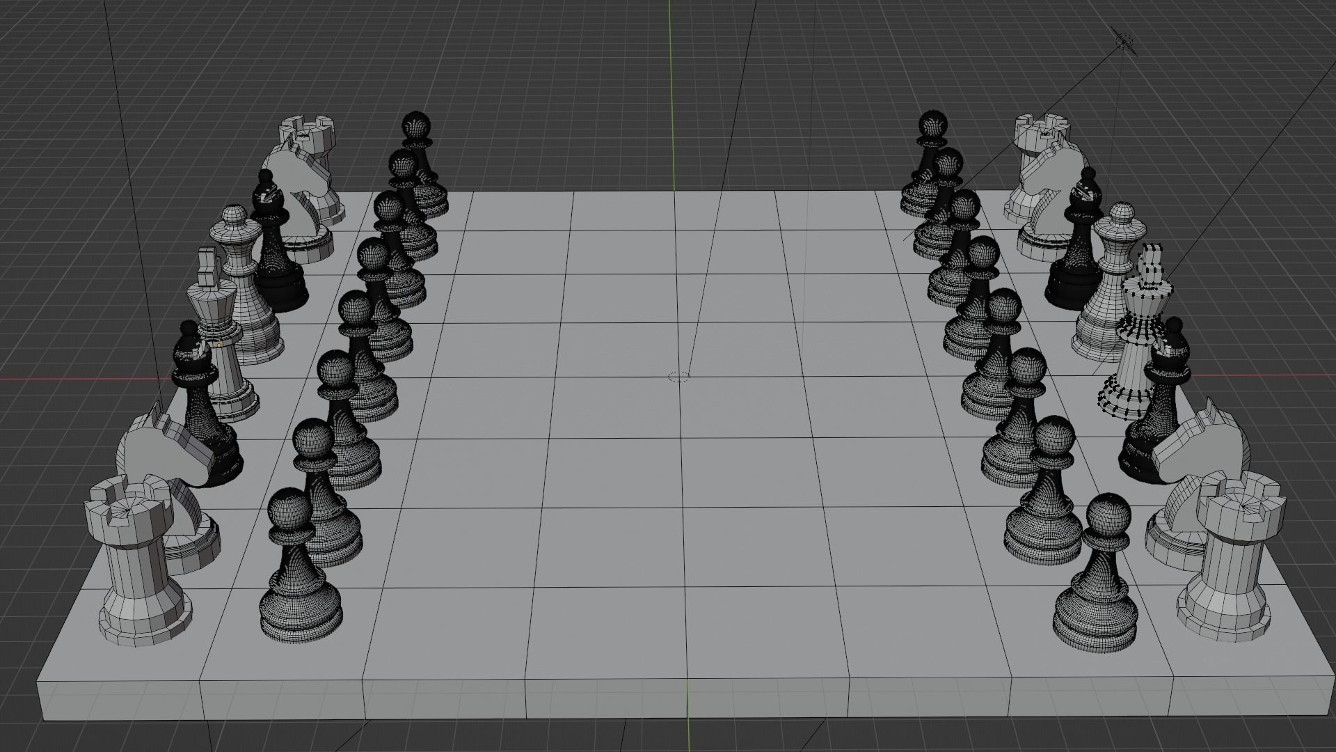 Chess board with pieces 3D model_3