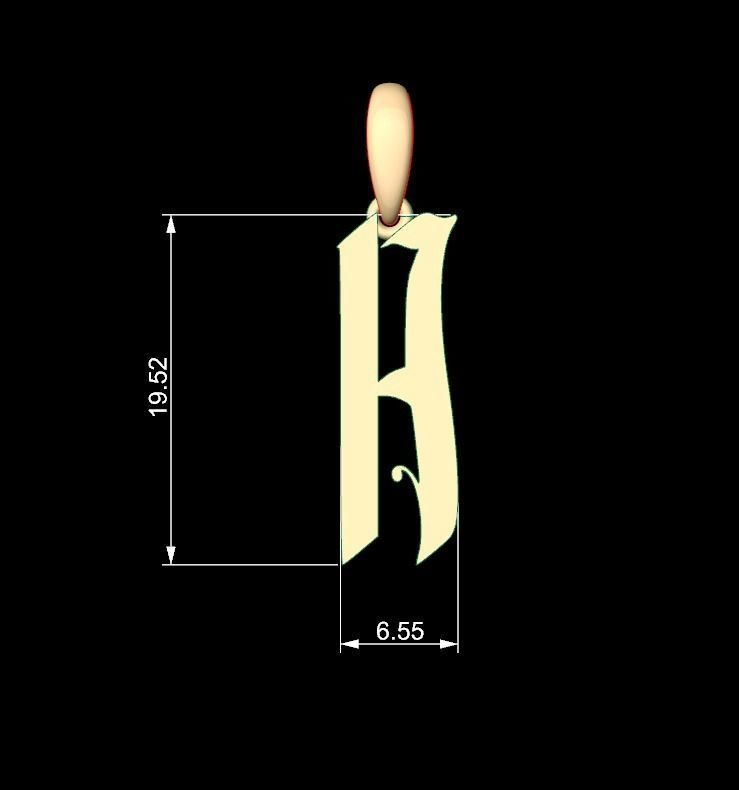 Initial Letters Pendant Marseille H 3D print model_4