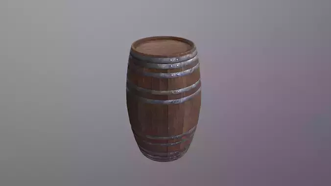 Low poly Barrel 3D Model PBR wooden