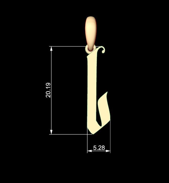 Initial Letters Pendant Marseille L 3D print model_4