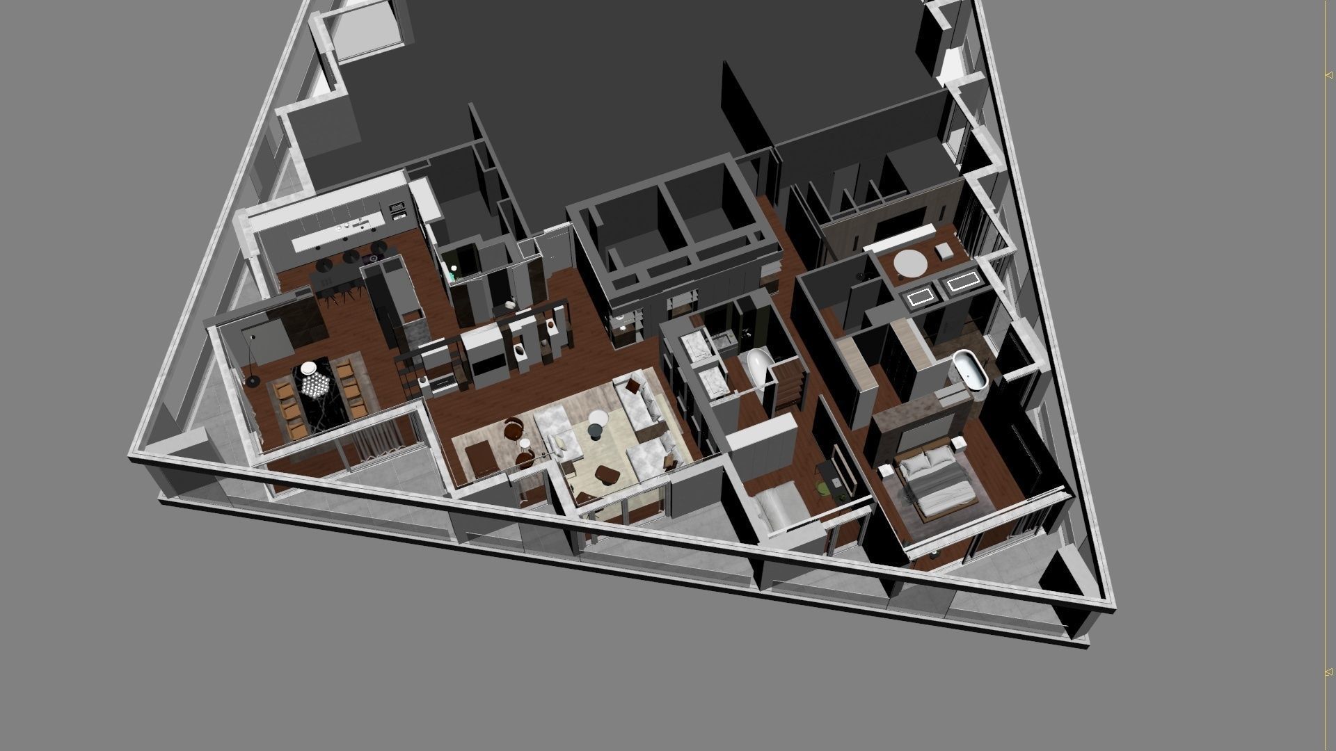 Luxury Modern apartment incl living kitchen bathroom bedroom 3D model_54