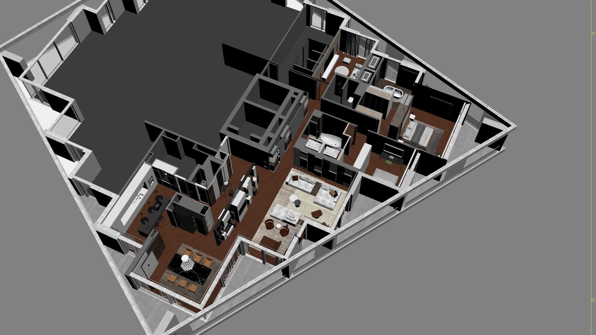 Luxury Modern apartment incl living kitchen bathroom bedroom 3D model_53