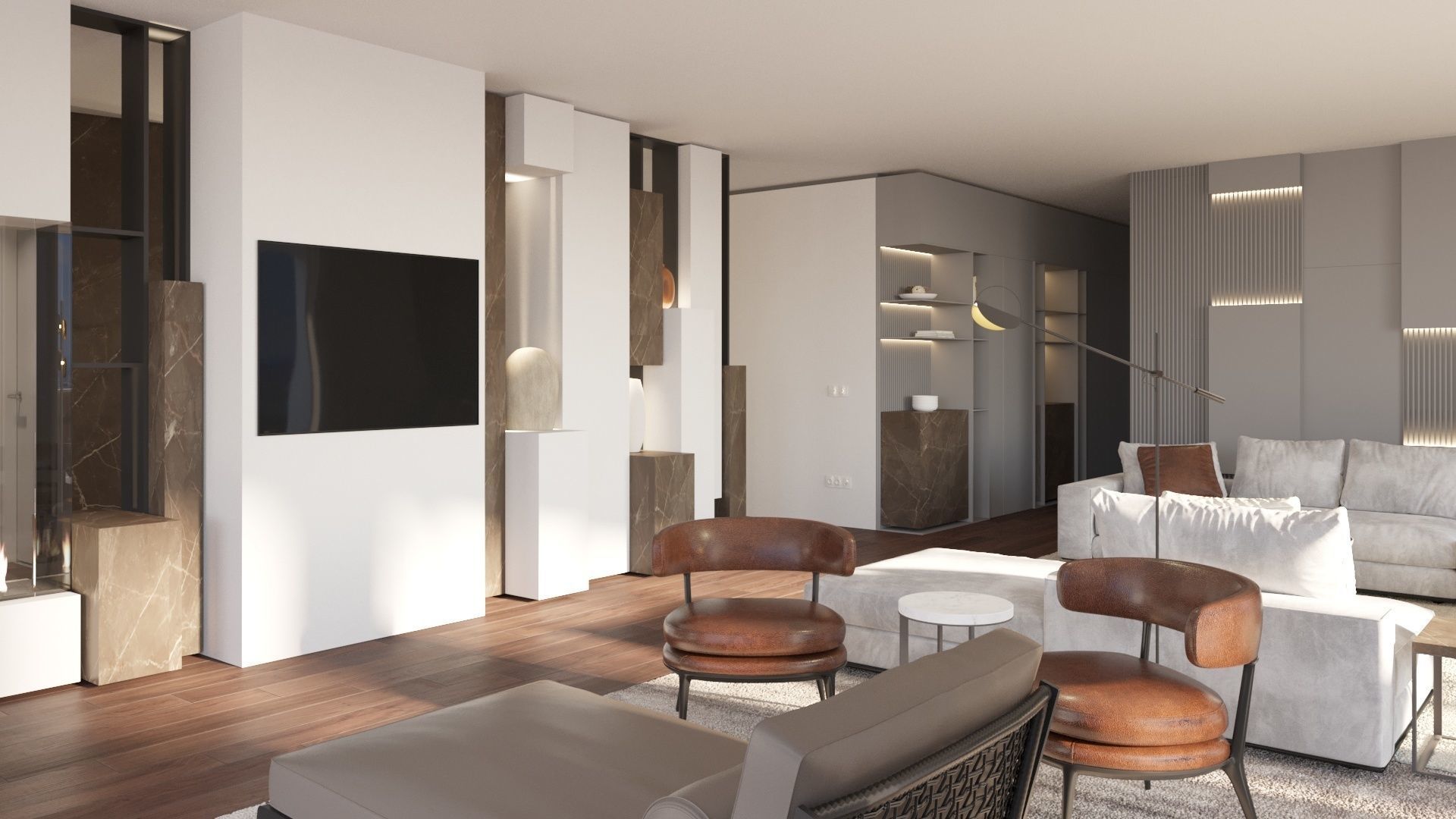 Luxury Modern apartment incl living kitchen bathroom bedroom 3D model_2