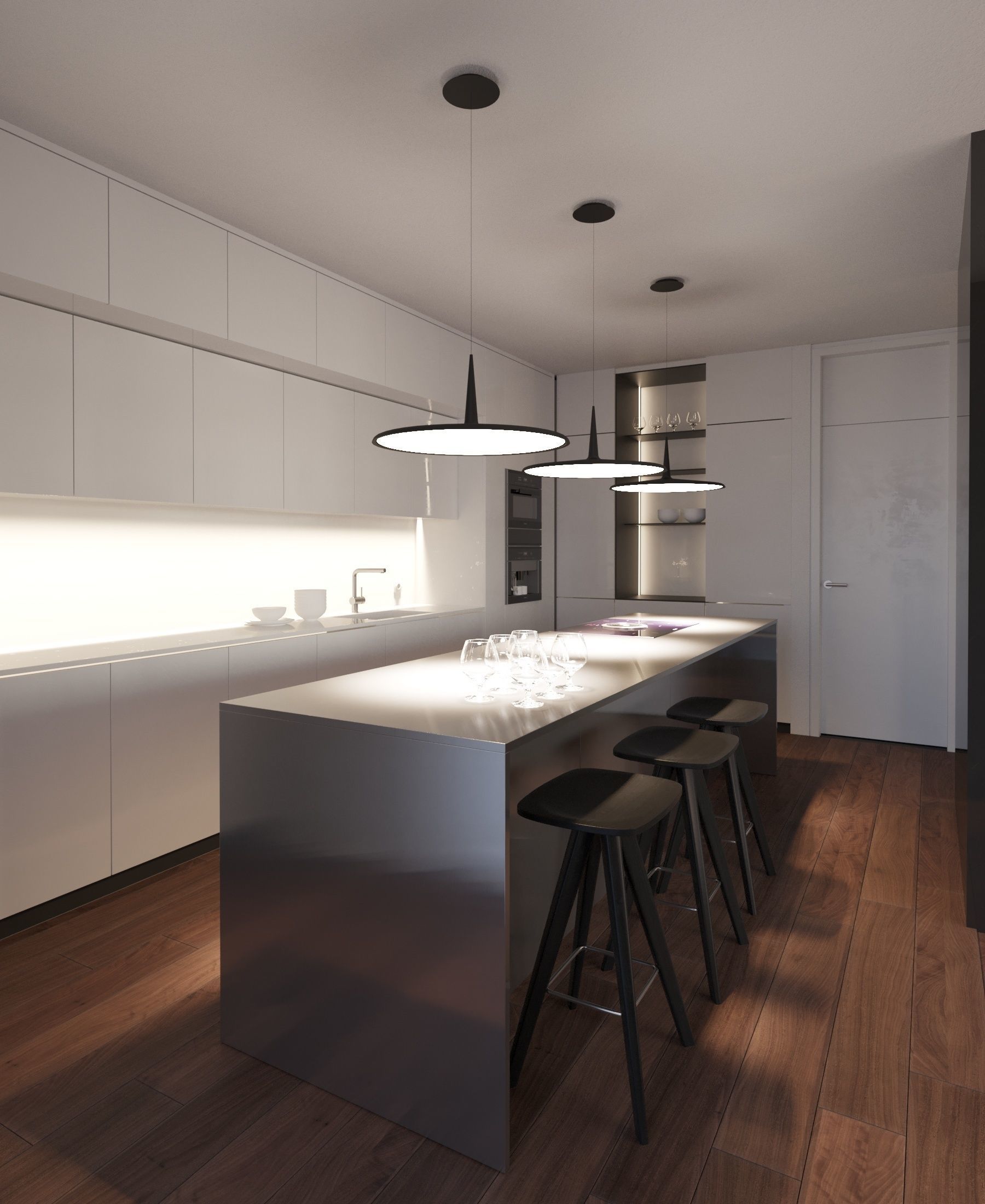 Luxury Modern apartment incl living kitchen bathroom bedroom 3D model_14