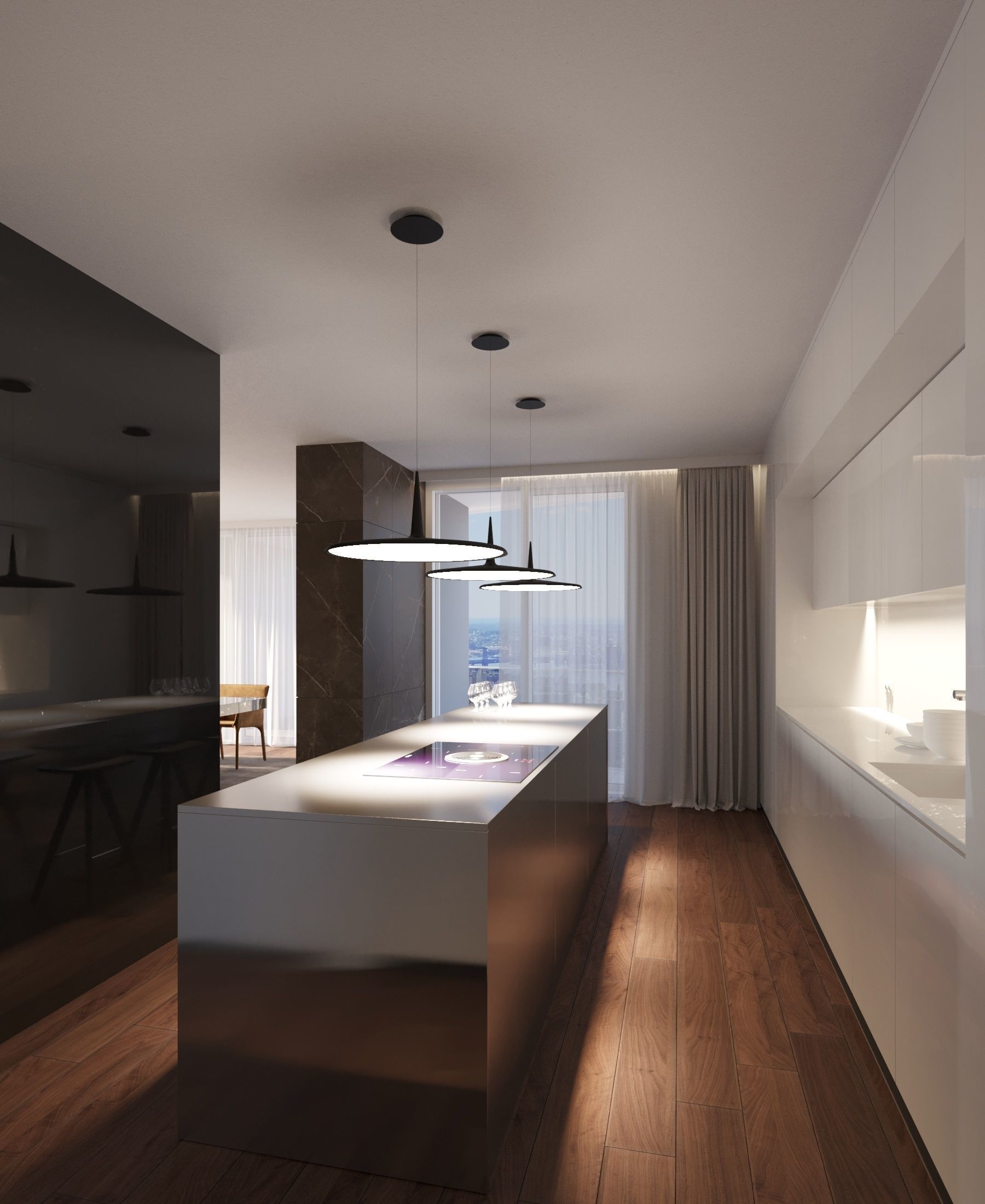 Luxury Modern apartment incl living kitchen bathroom bedroom 3D model_15