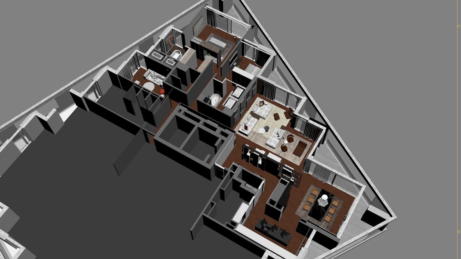 Luxury Modern apartment incl living kitchen bathroom bedroom 3D model_55