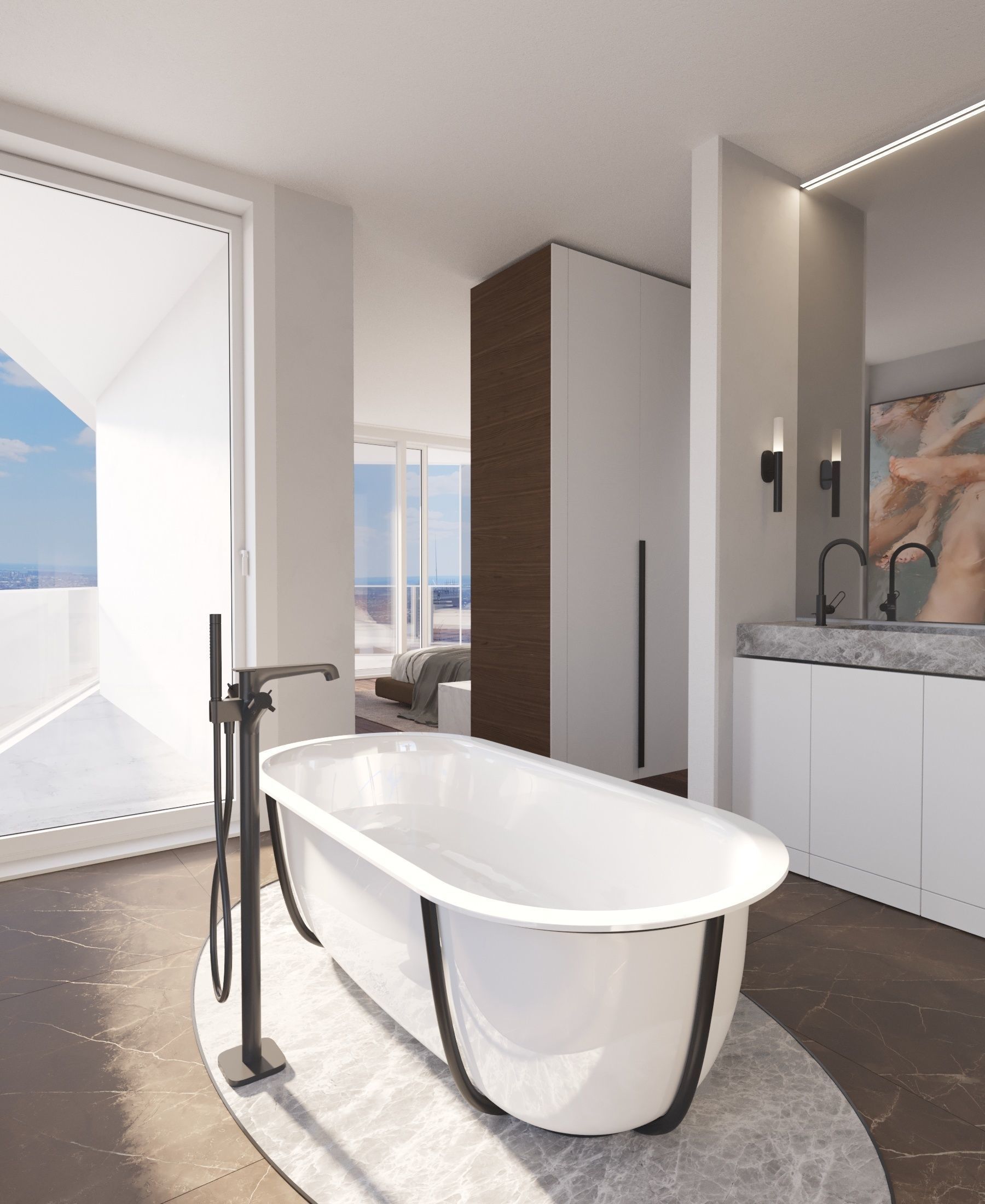 Luxury Modern apartment incl living kitchen bathroom bedroom 3D model_19