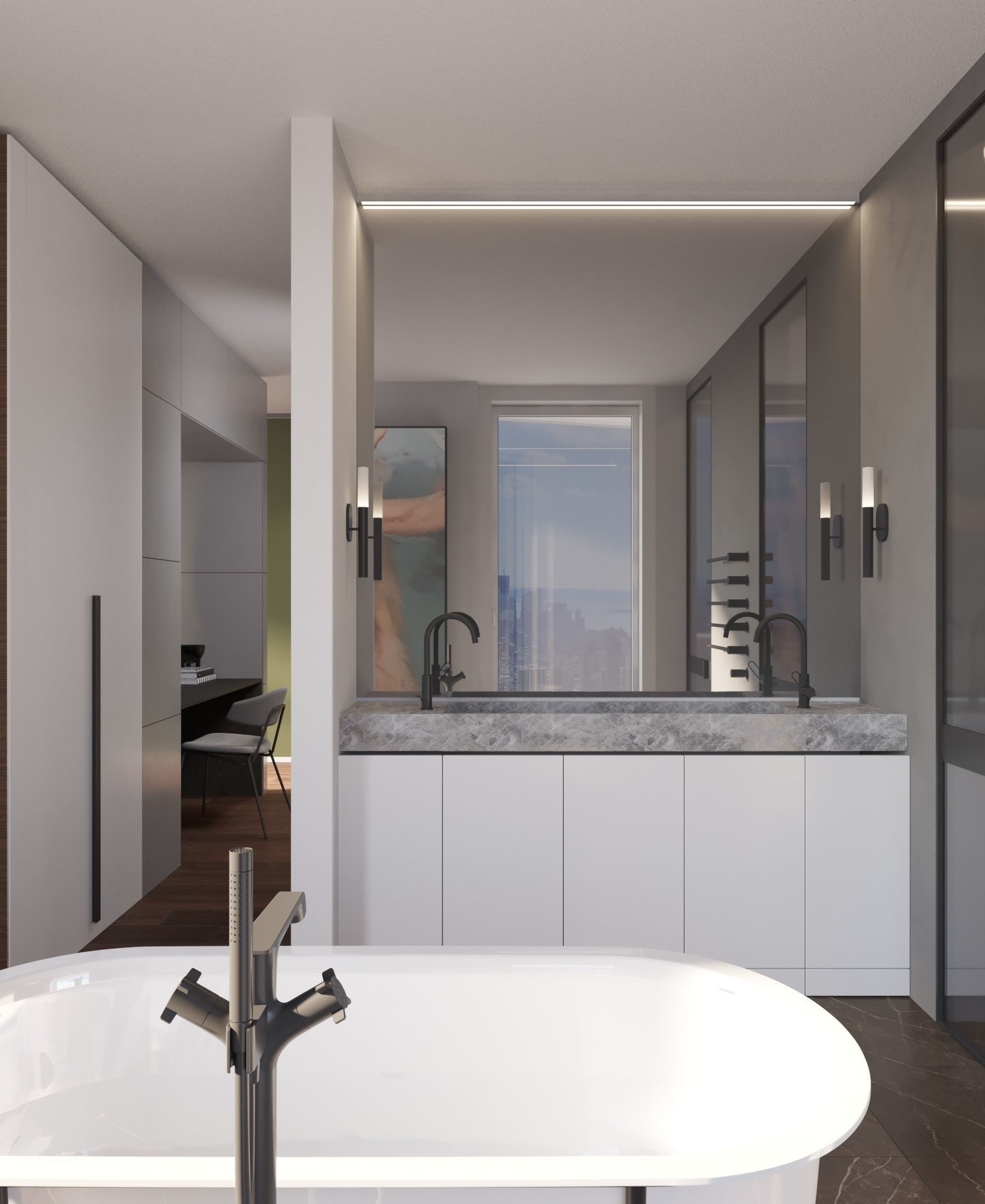 Luxury Modern apartment incl living kitchen bathroom bedroom 3D model_18