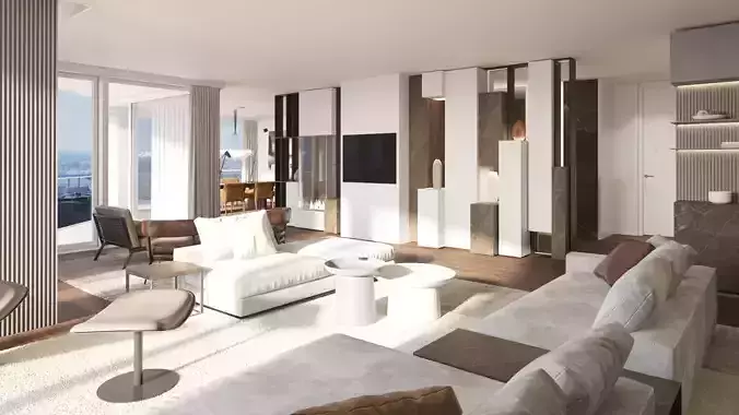 Luxury Modern apartment incl living kitchen bathroom bedroom 3D model