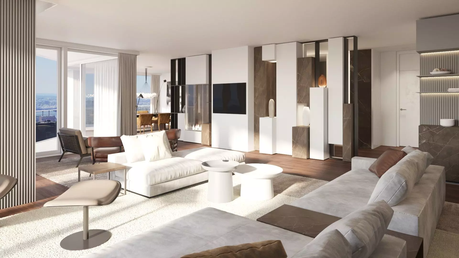 Luxury Modern apartment incl living kitchen bathroom bedroom 3D model_0