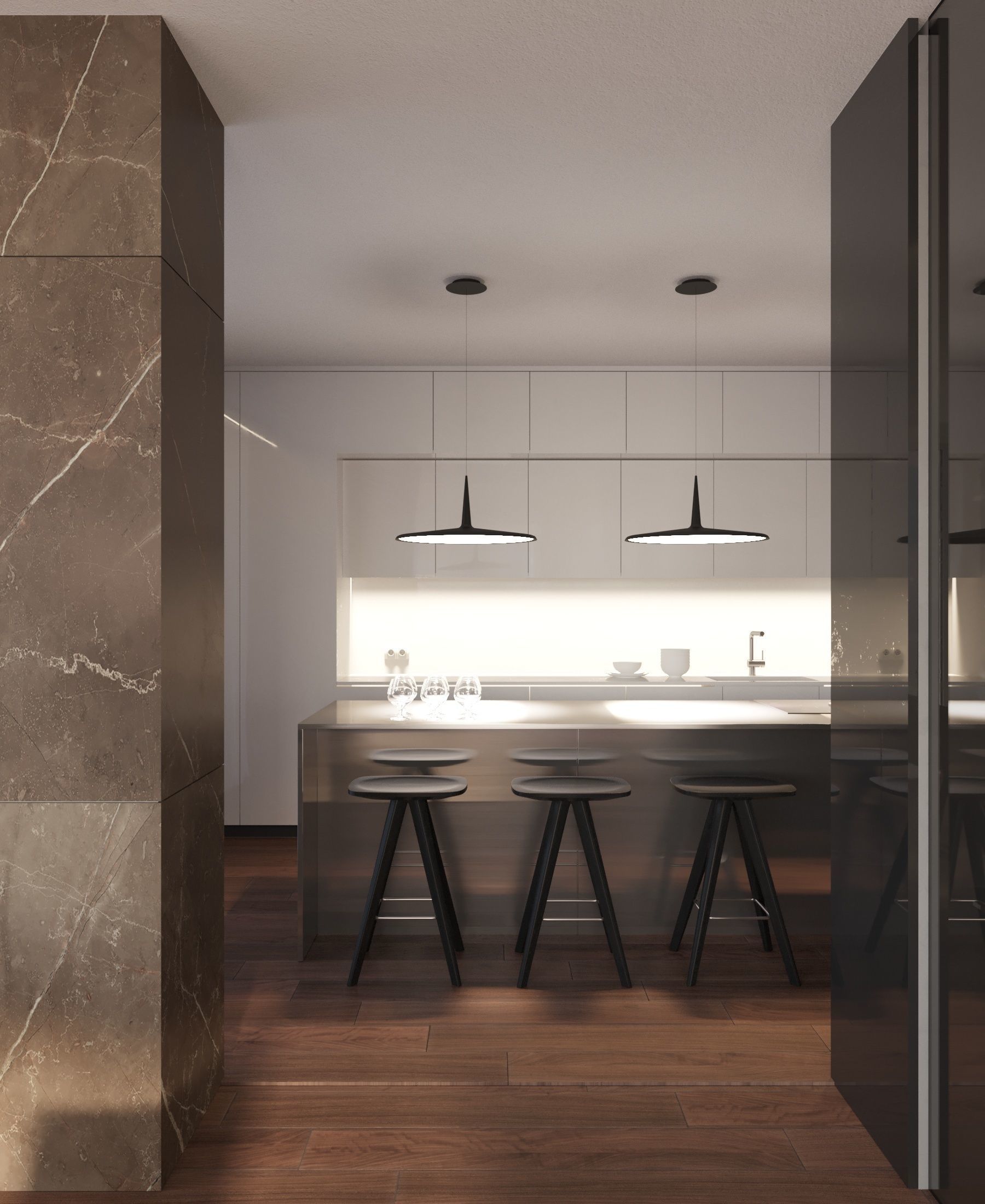 Luxury Modern apartment incl living kitchen bathroom bedroom 3D model_16