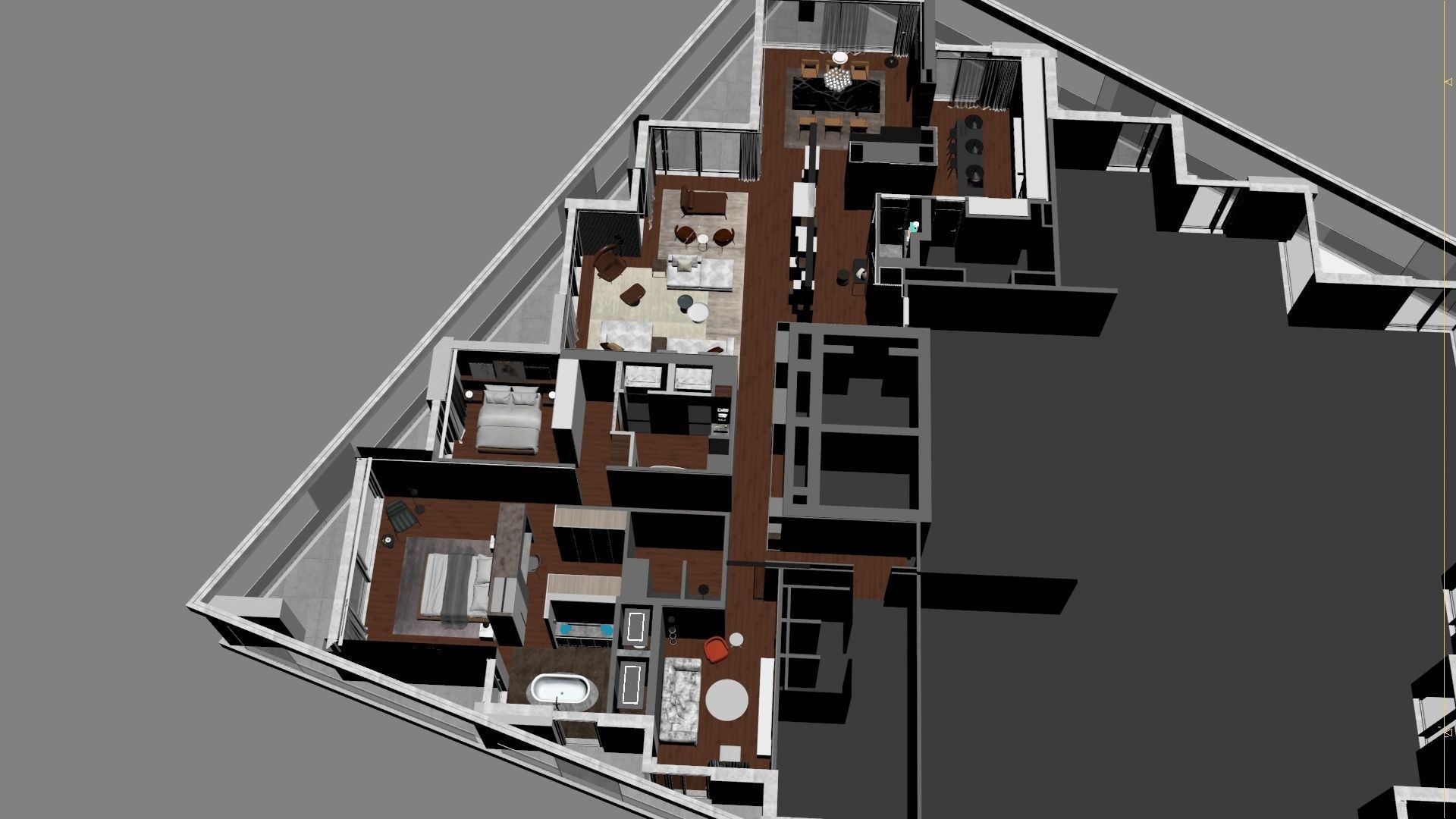 Luxury Modern apartment incl living kitchen bathroom bedroom 3D model_51