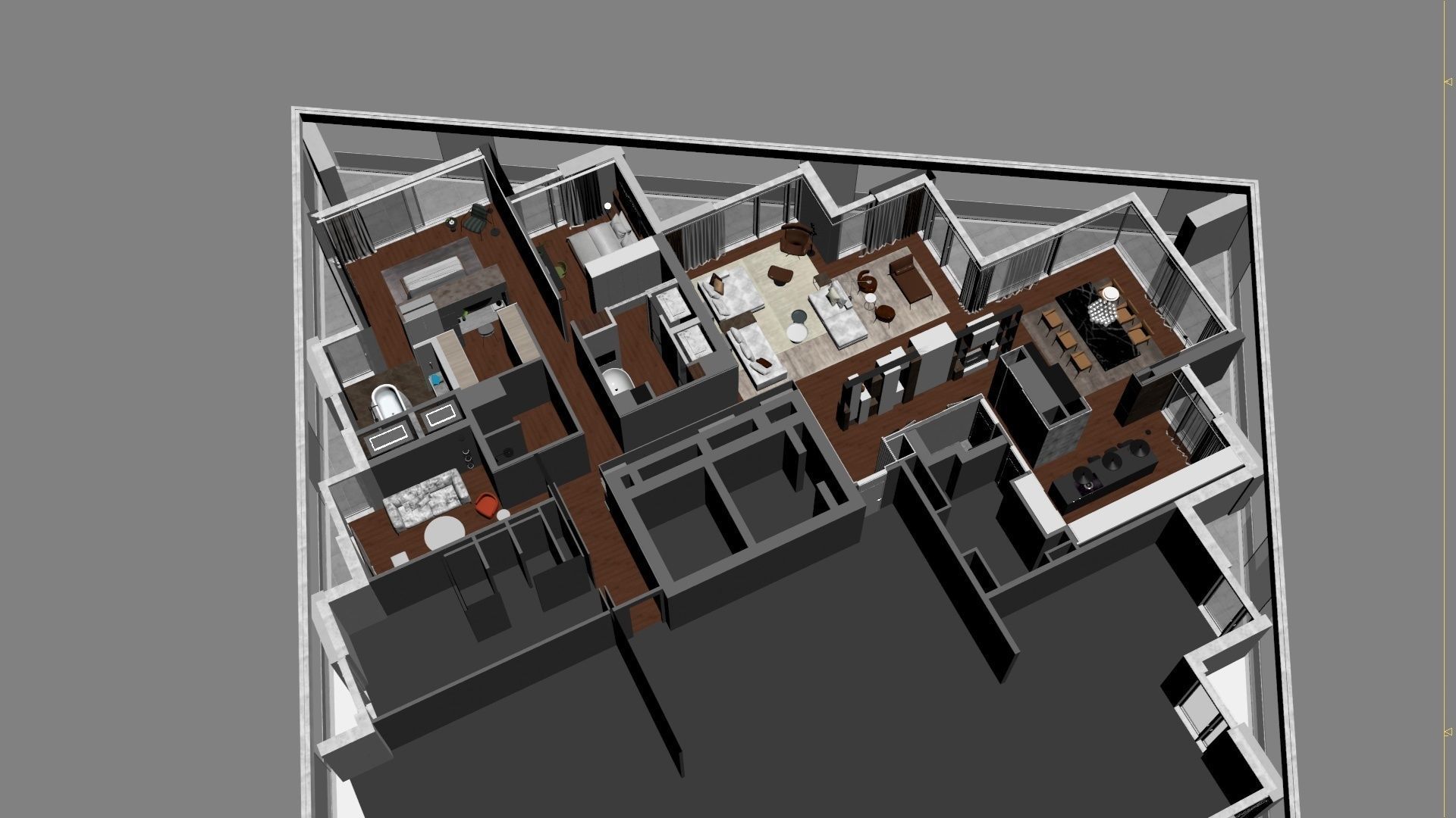 Luxury Modern apartment incl living kitchen bathroom bedroom 3D model_52