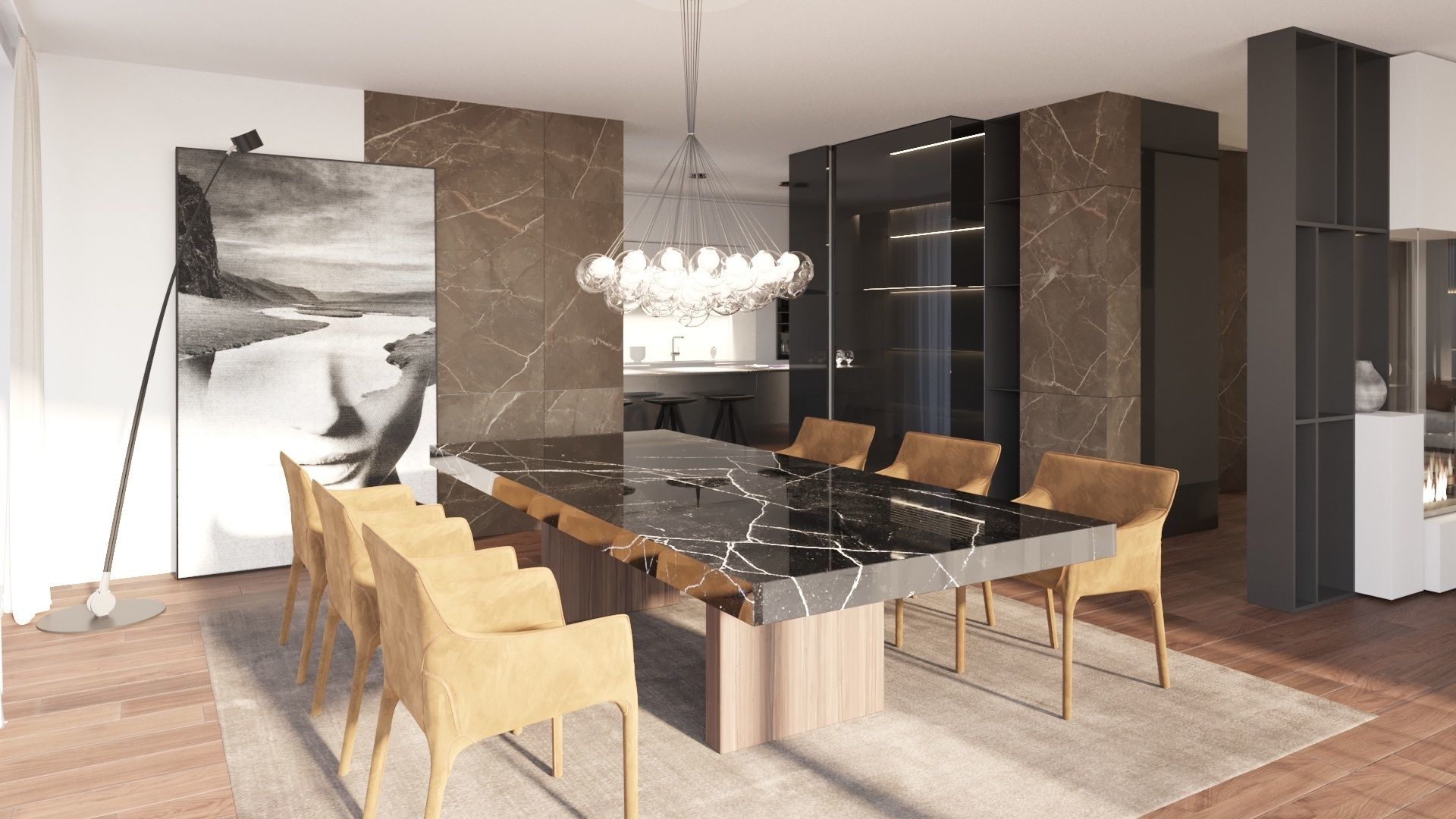 Luxury Modern apartment incl living kitchen bathroom bedroom 3D model_9