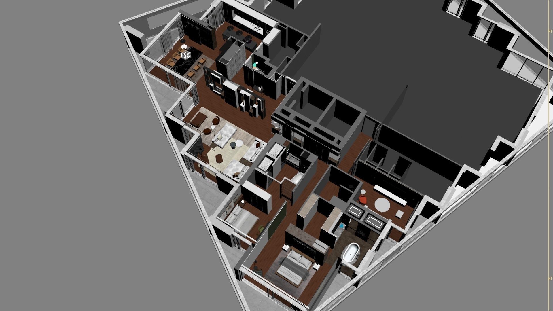 Luxury Modern apartment incl living kitchen bathroom bedroom 3D model_50