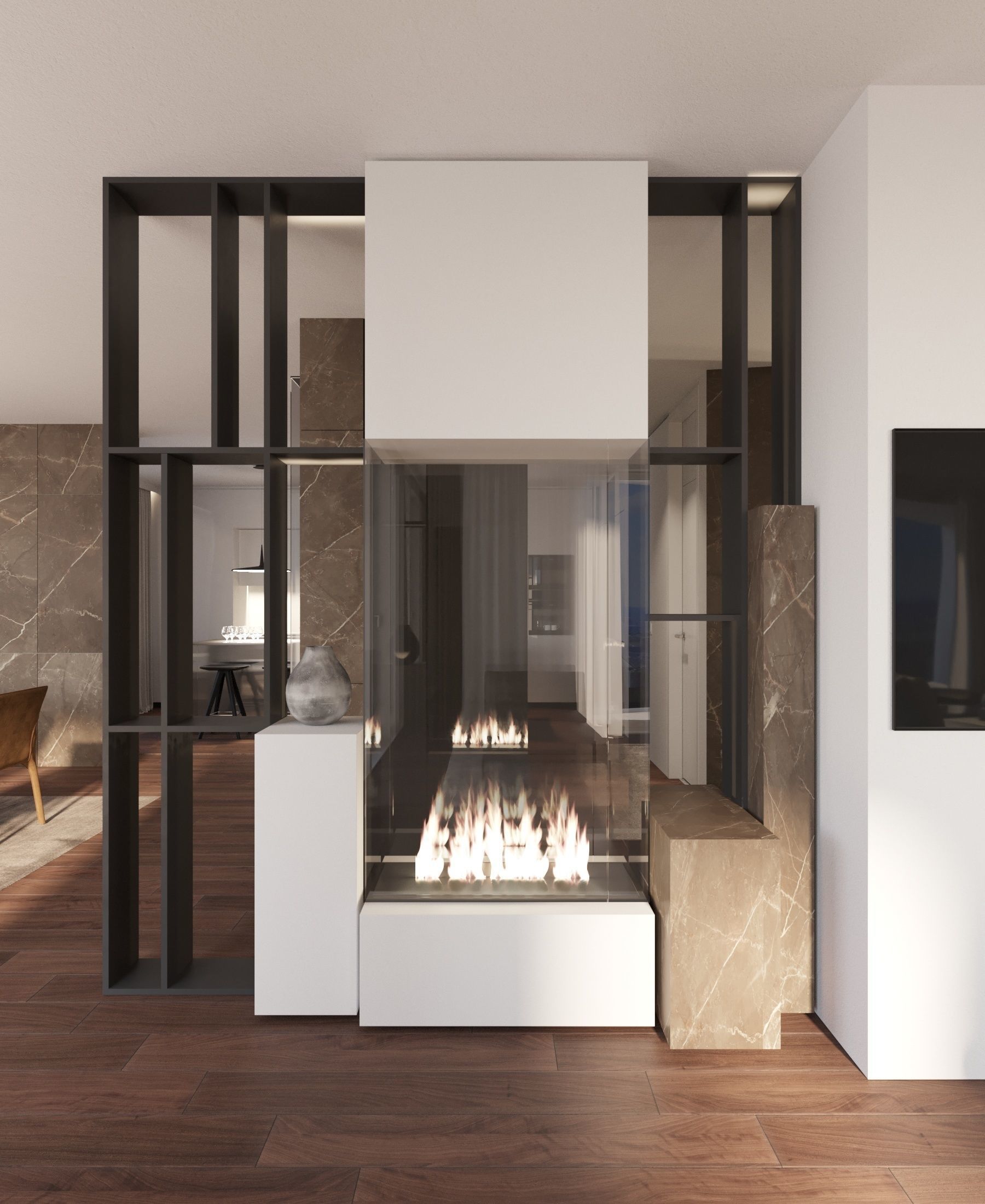 Luxury Modern apartment incl living kitchen bathroom bedroom 3D model_13