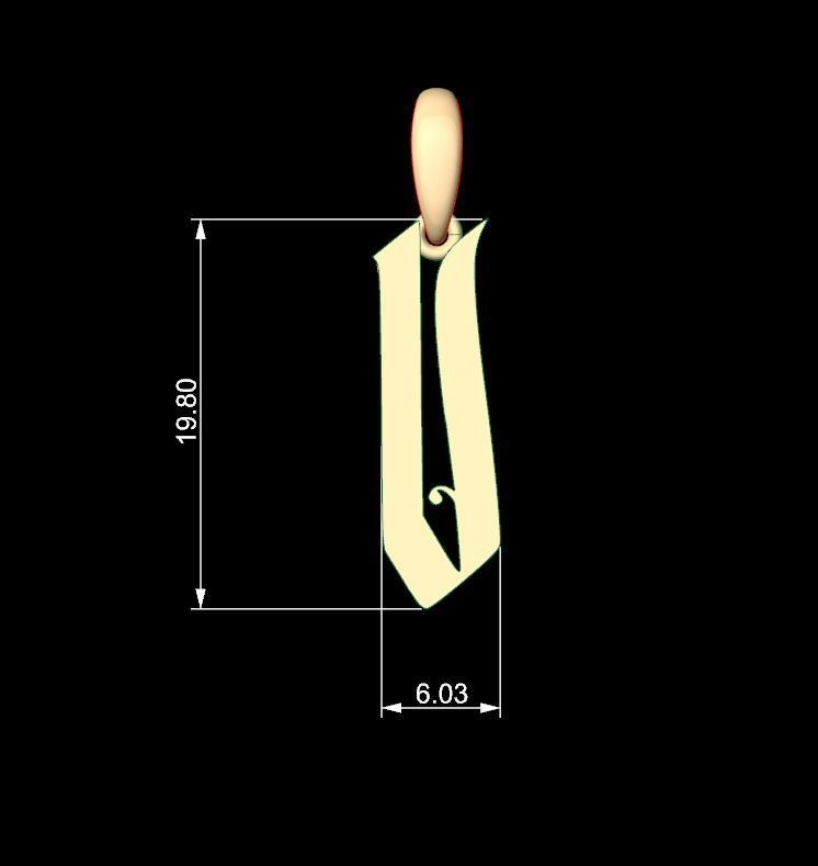 Initial Letters Pendant Marseille V 3D print model_4