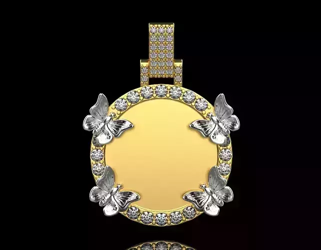 pendant with butterflies and diamonds