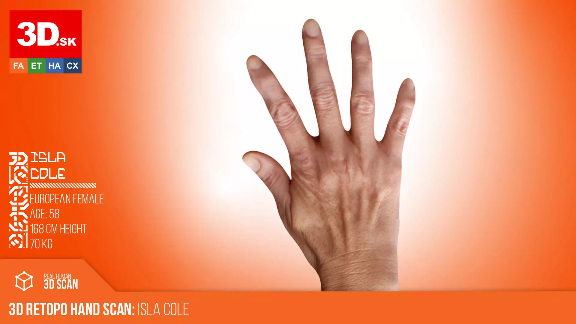 3D Retopologized Hand Scan Isla Cole 3D model_0