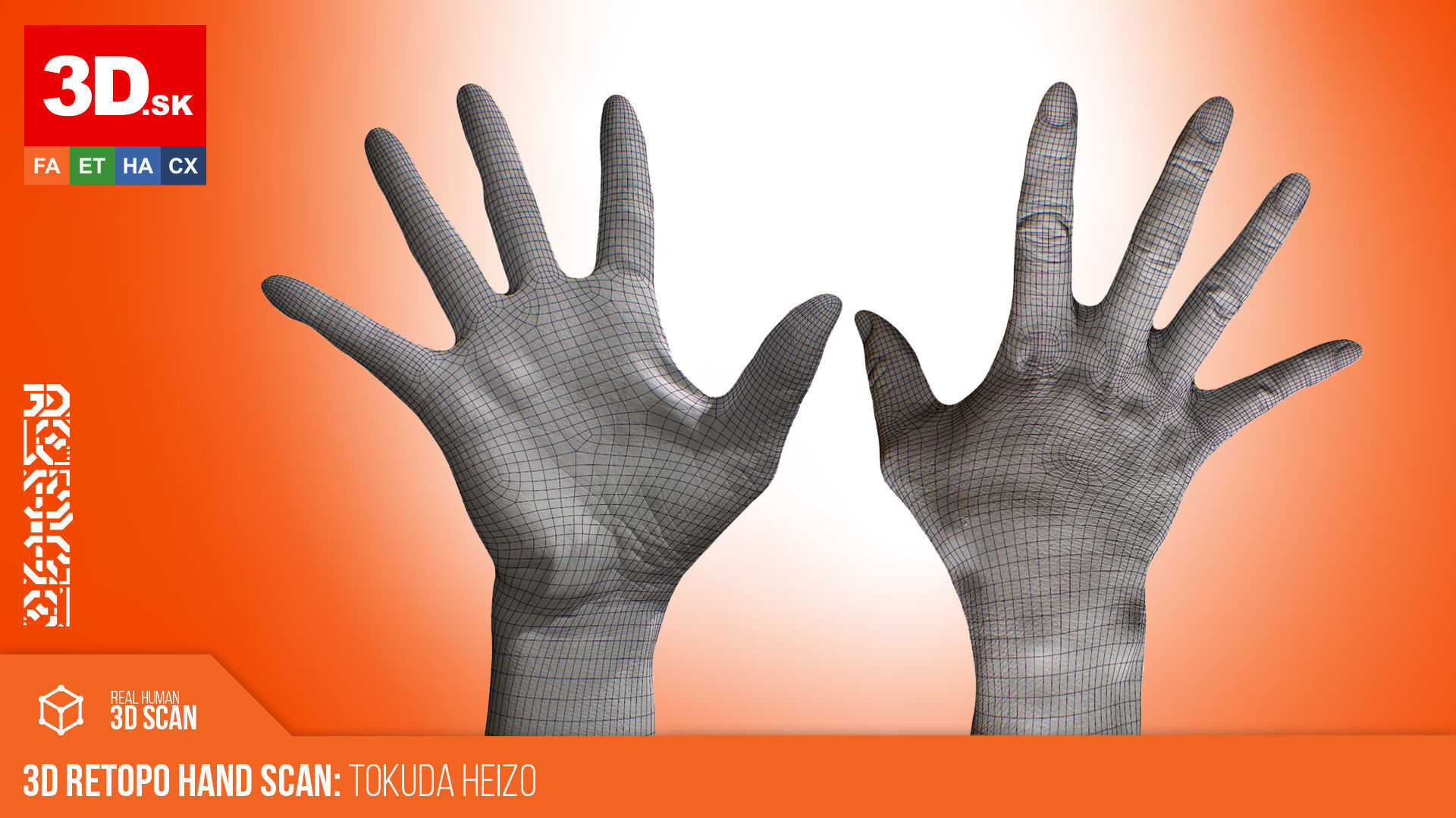 3D Retopologized Hand Scan Tokuda Heizo 3D model_2