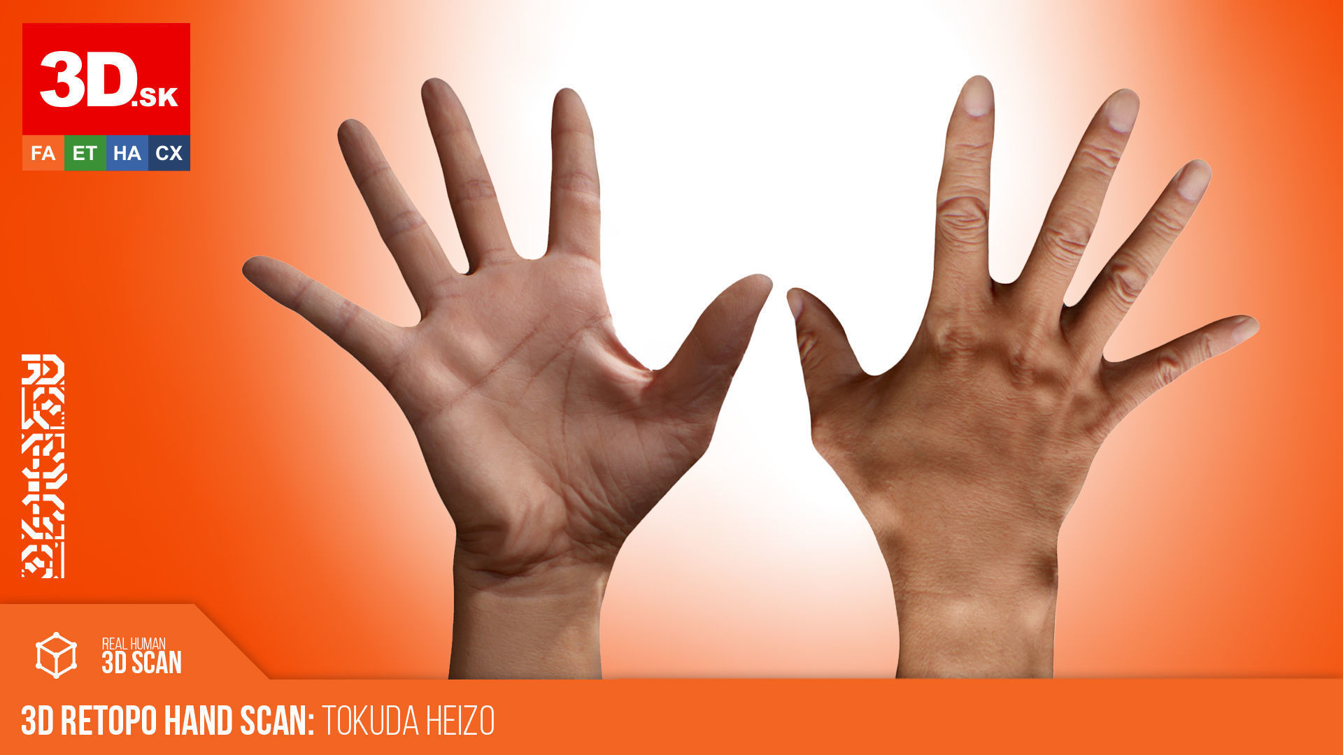 3D Retopologized Hand Scan Tokuda Heizo 3D model_1