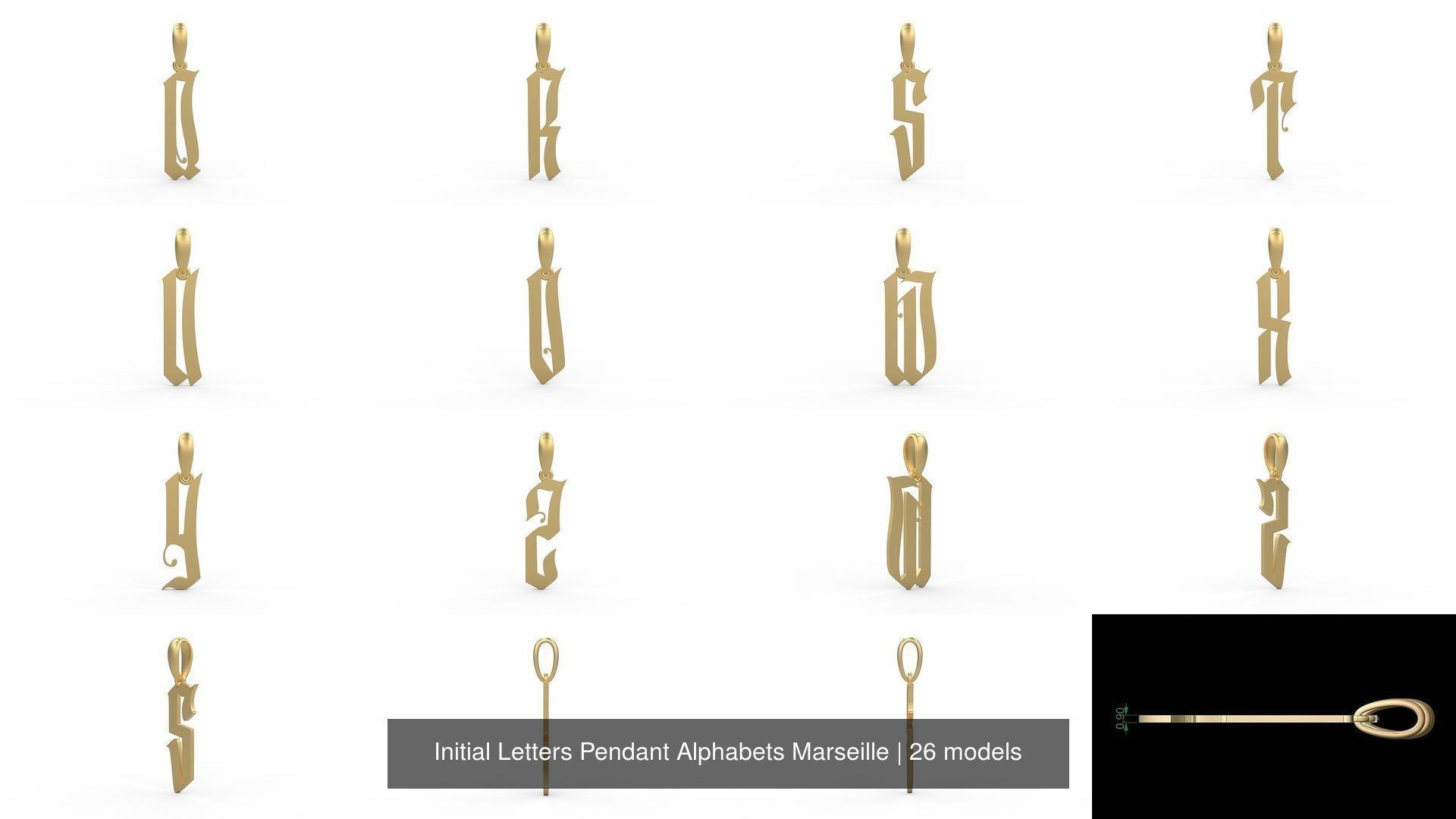 Initial Letters Pendant Alphabets Marseille 3D Model Collection_2