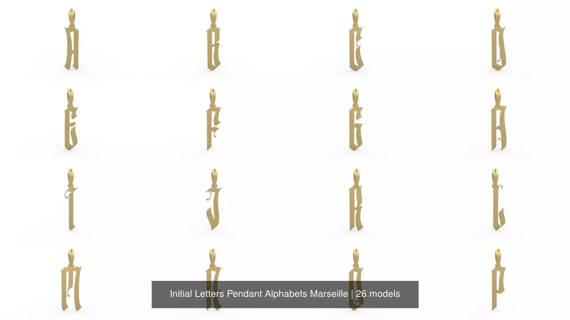 Initial Letters Pendant Alphabets Marseille 3D Model Collection_0