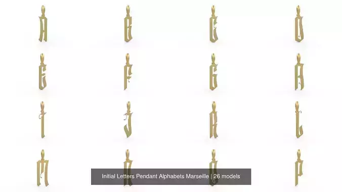 Initial Letters Pendant Alphabets Marseille 3D Model Collection