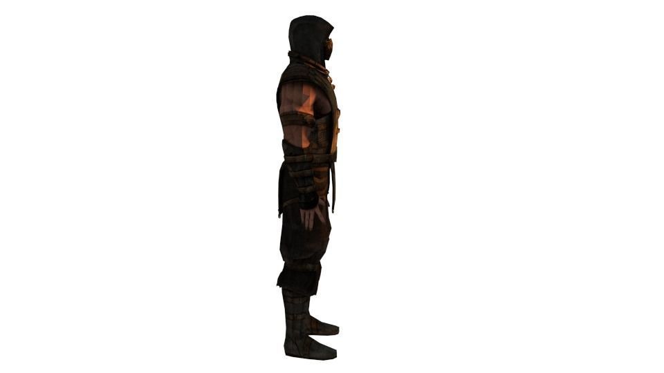 Scorpion man in hooded outfit 3D model_3