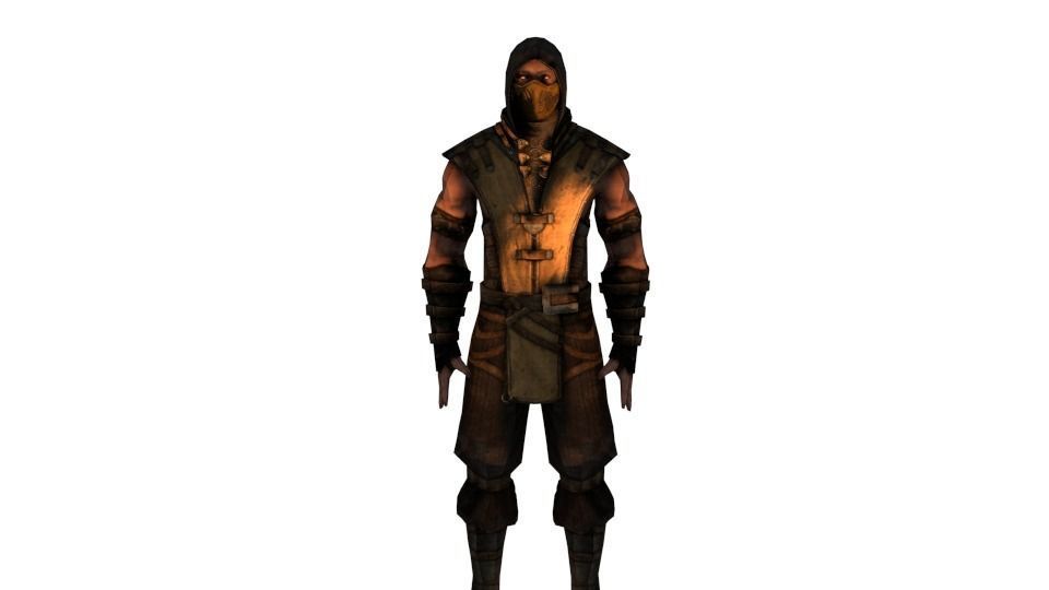 Scorpion man in hooded outfit 3D model_1
