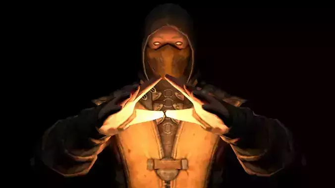 Scorpion man in hooded outfit