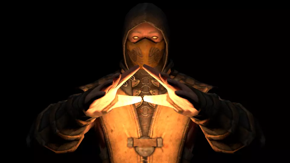 Scorpion man in hooded outfit 3D model_0