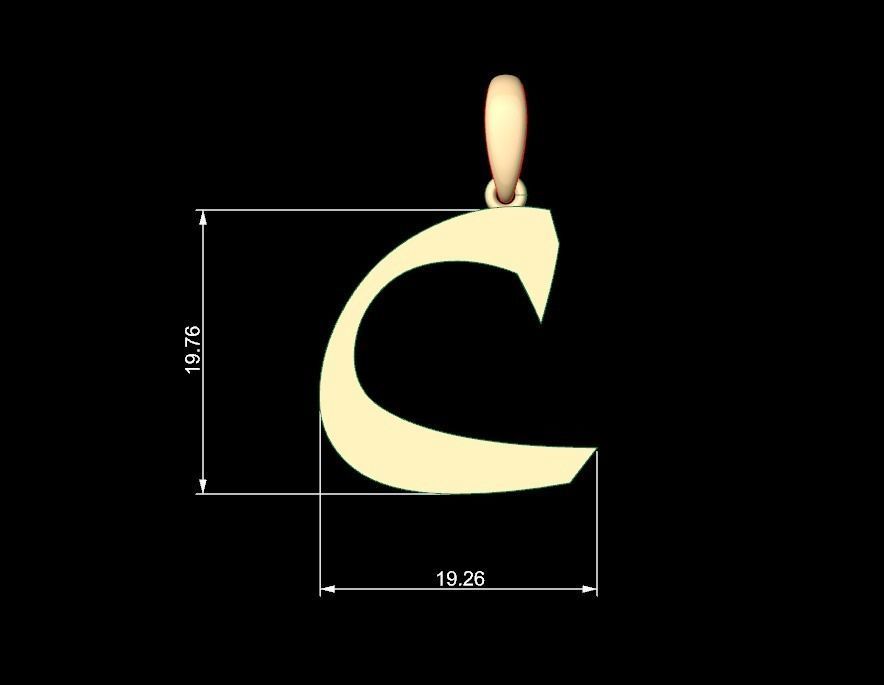 Initial Letters Pendant Matura C 3D print model_4
