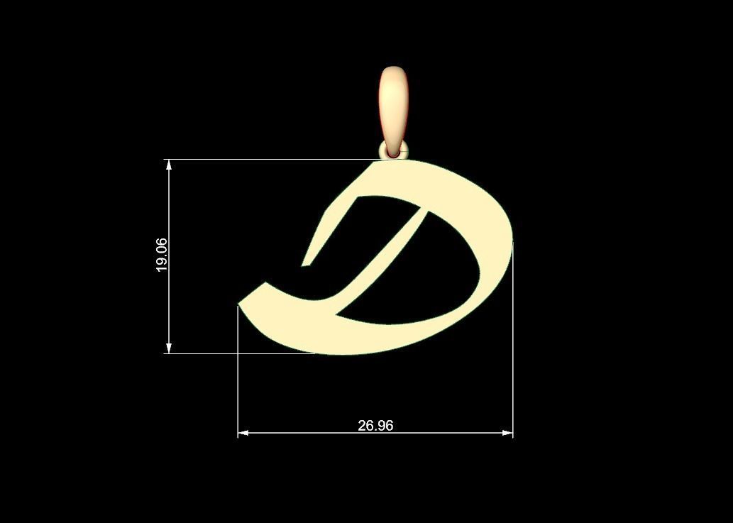 Initial Letters Pendant Matura D 3D print model_4