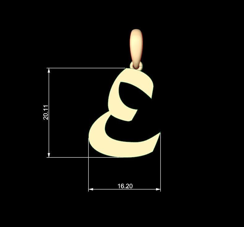 Initial Letters Pendant Matura E 3D print model_4