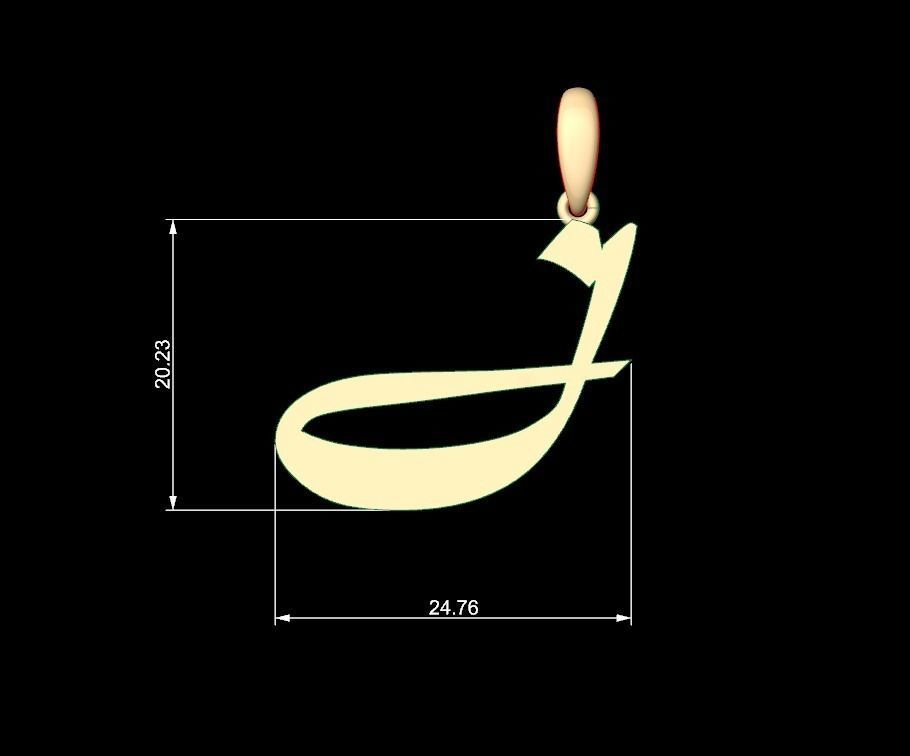 Initial Letters Pendant Matura J 3D print model_4