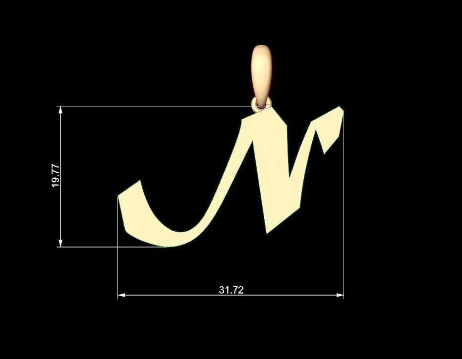 Initial Letters Pendant Matura N 3D print model_4