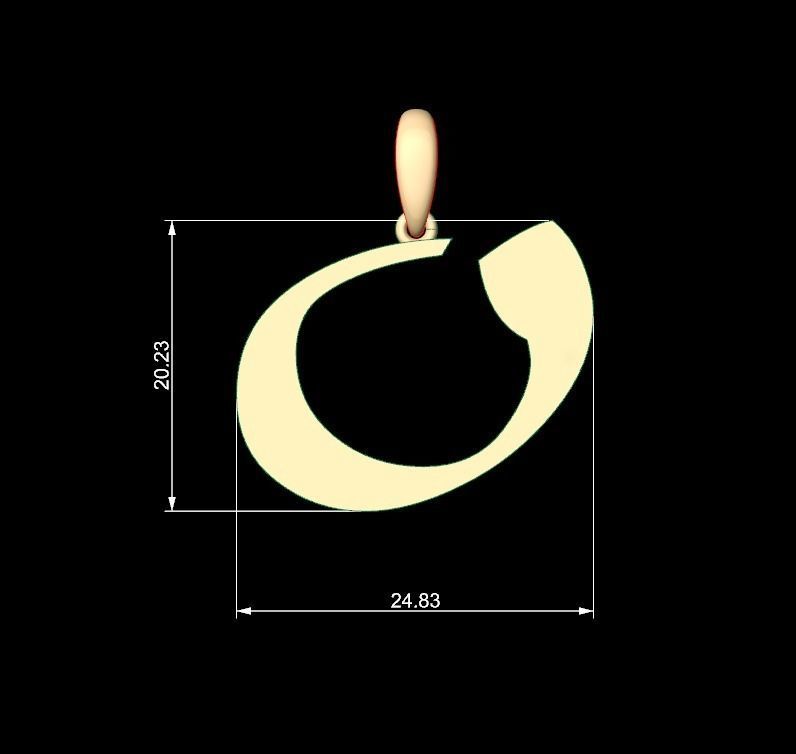 Initial Letters Pendant Matura O 3D print model_4