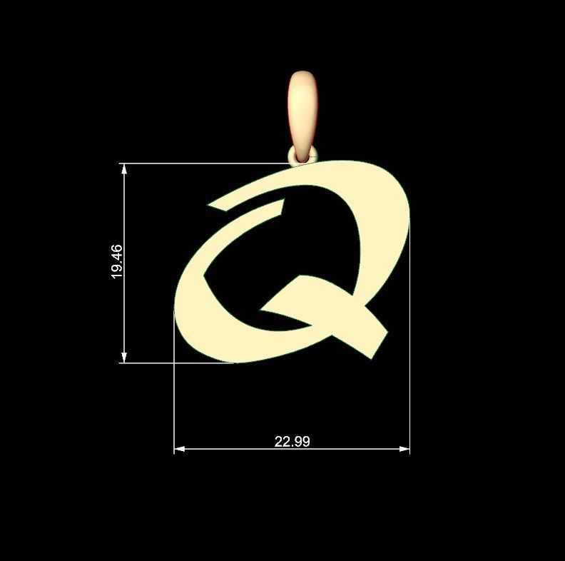 Initial Letters Pendant Matura Q 3D print model_4