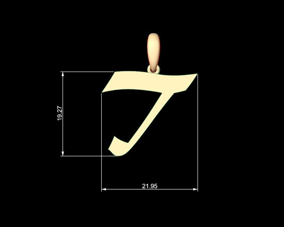 Initial Letters Pendant Matura T 3D print model_4