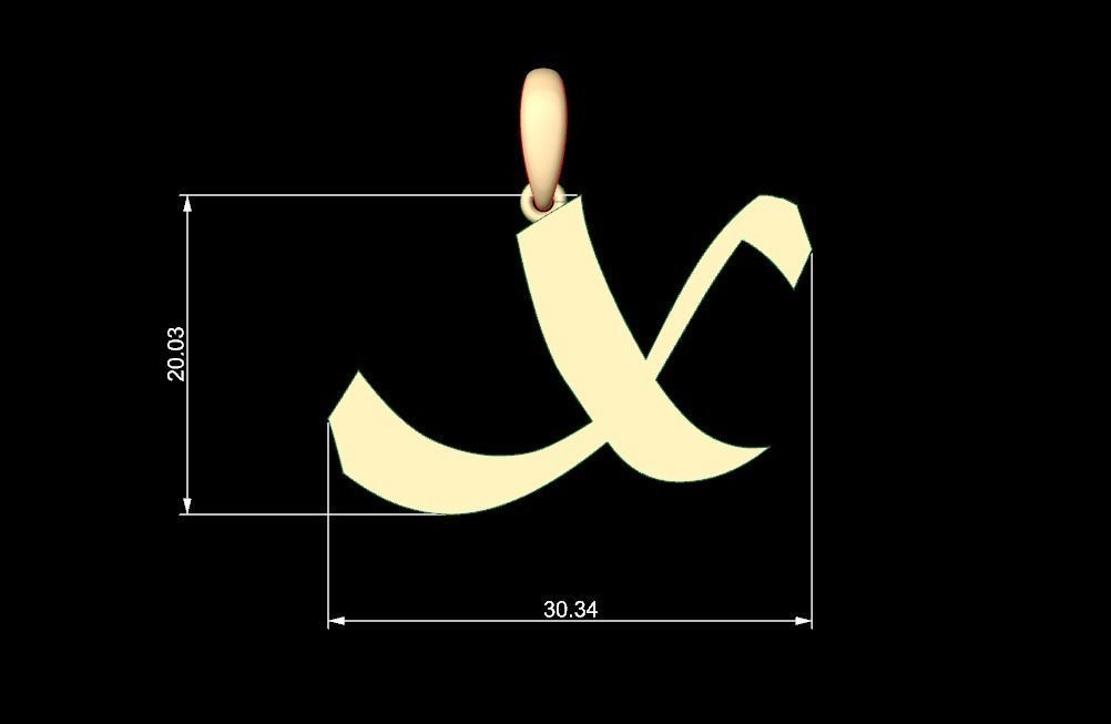 Initial Letters Pendant Matura X 3D print model_4