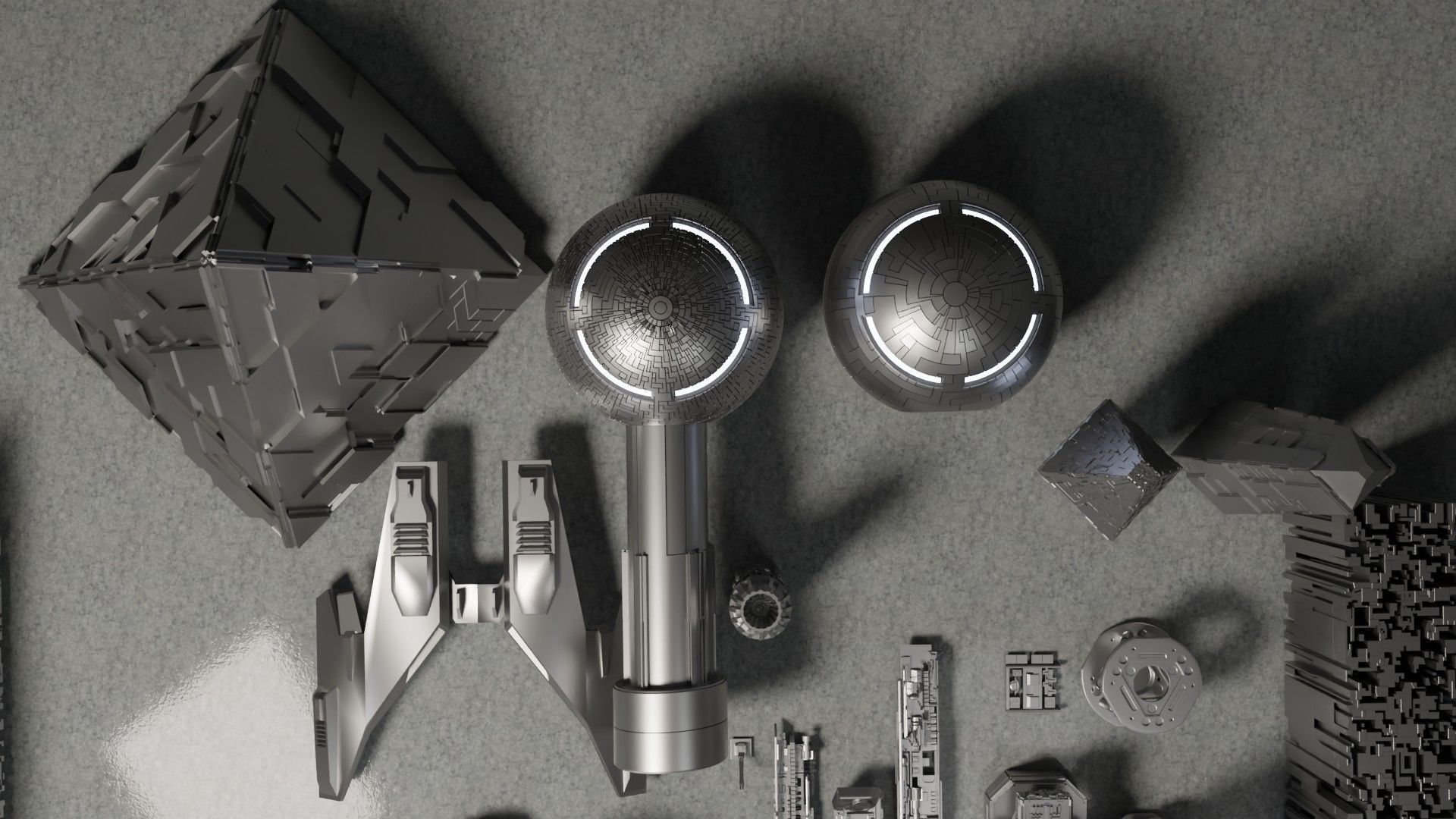 sci-fi 3d models kitbash pack low poly Low-poly 3D model_30