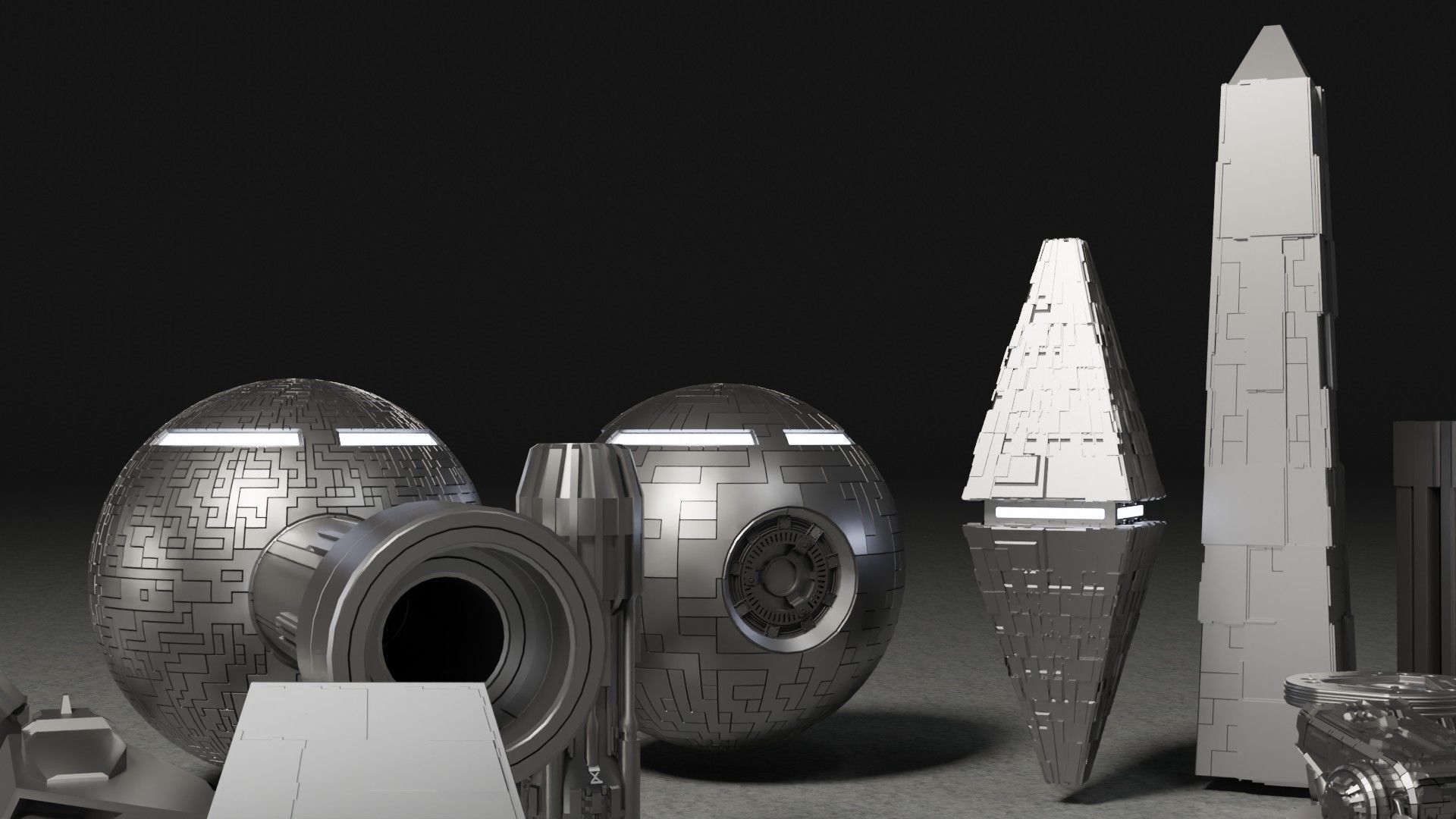 sci-fi 3d models kitbash pack low poly Low-poly 3D model_28