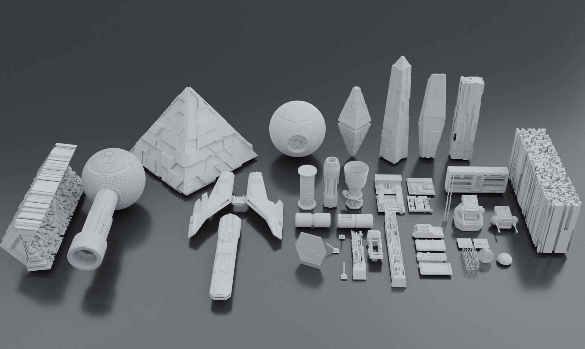 sci-fi 3d models kitbash pack low poly Low-poly 3D model_15