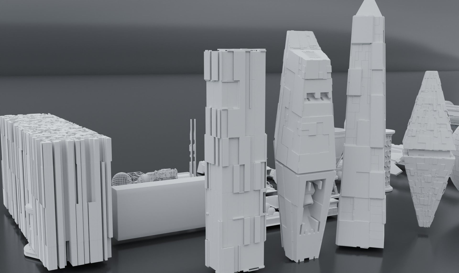 sci-fi 3d models kitbash pack low poly Low-poly 3D model_14