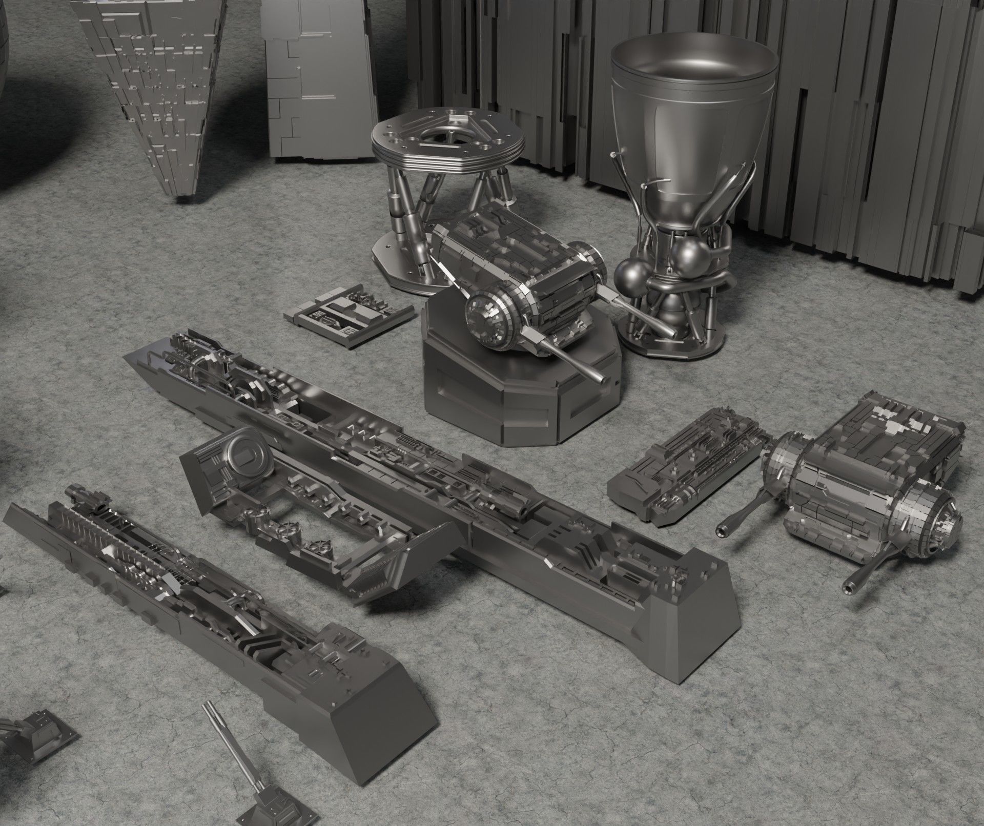 sci-fi 3d models kitbash pack low poly Low-poly 3D model_34