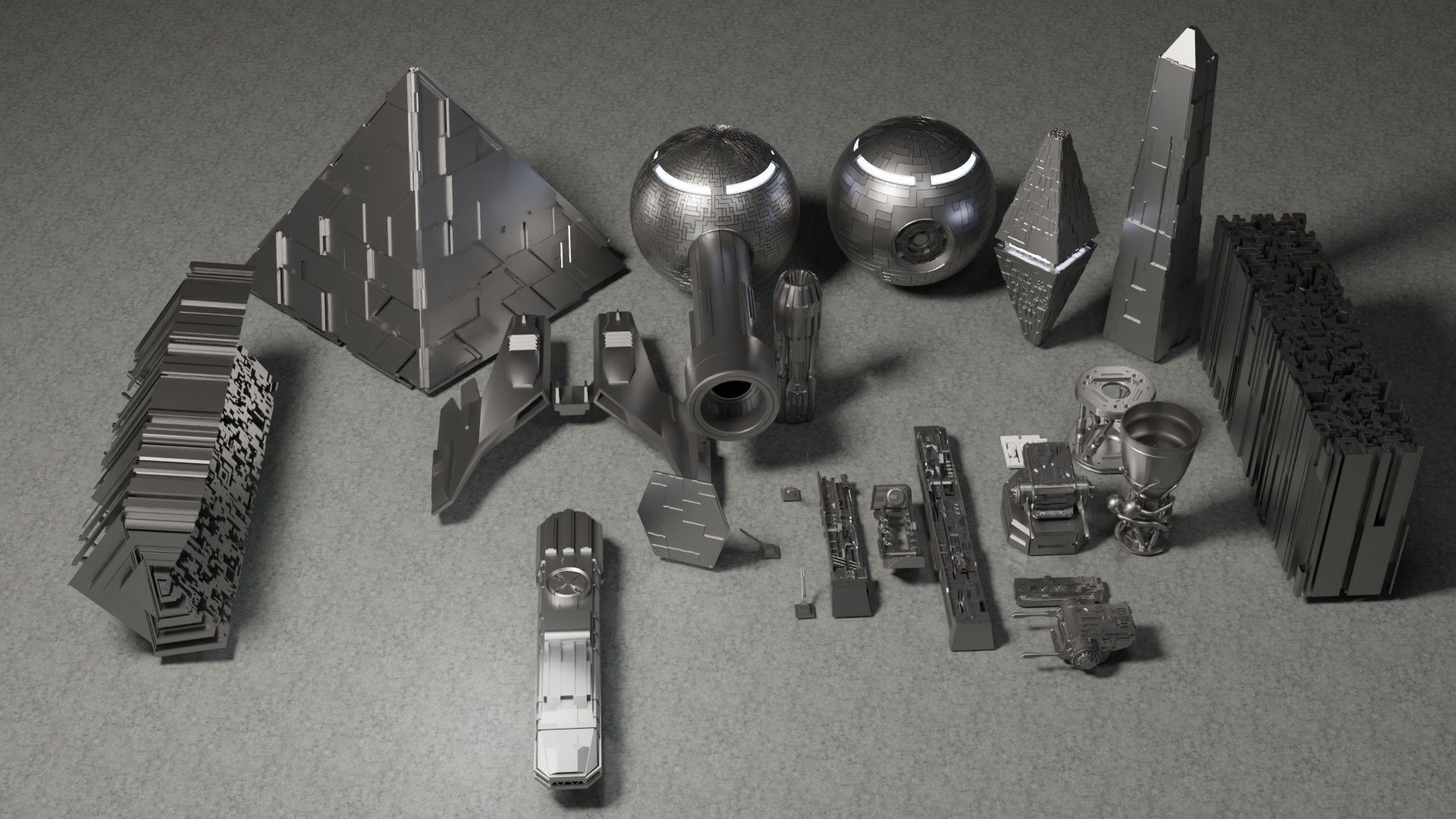 sci-fi 3d models kitbash pack low poly Low-poly 3D model_19