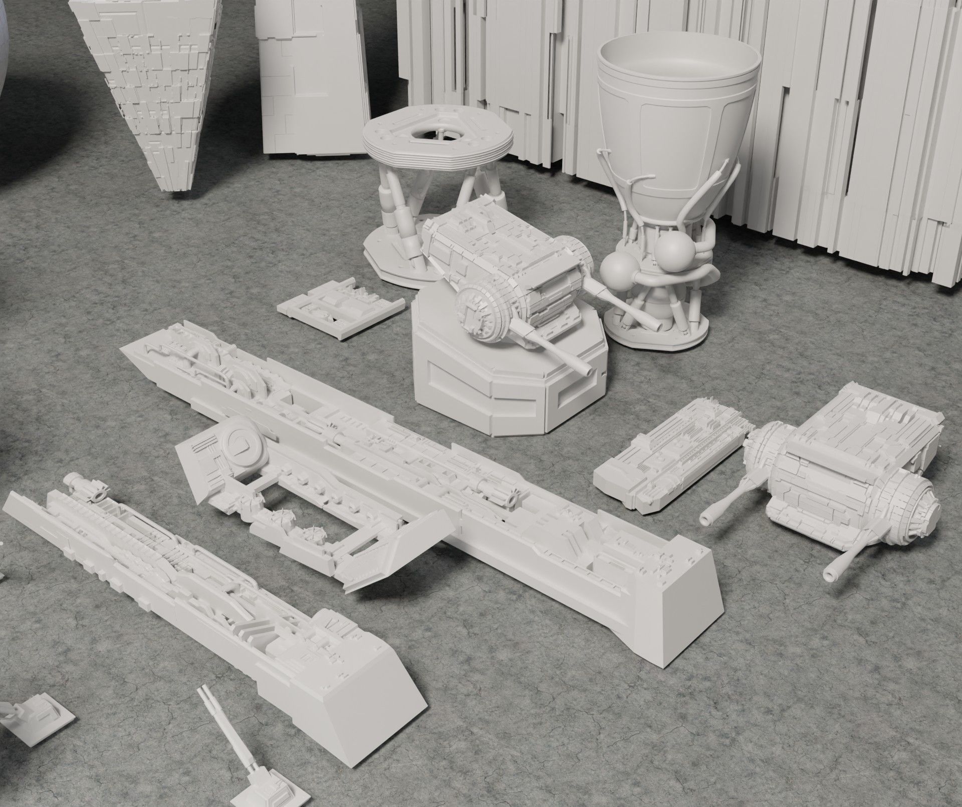 sci-fi 3d models kitbash pack low poly Low-poly 3D model_5